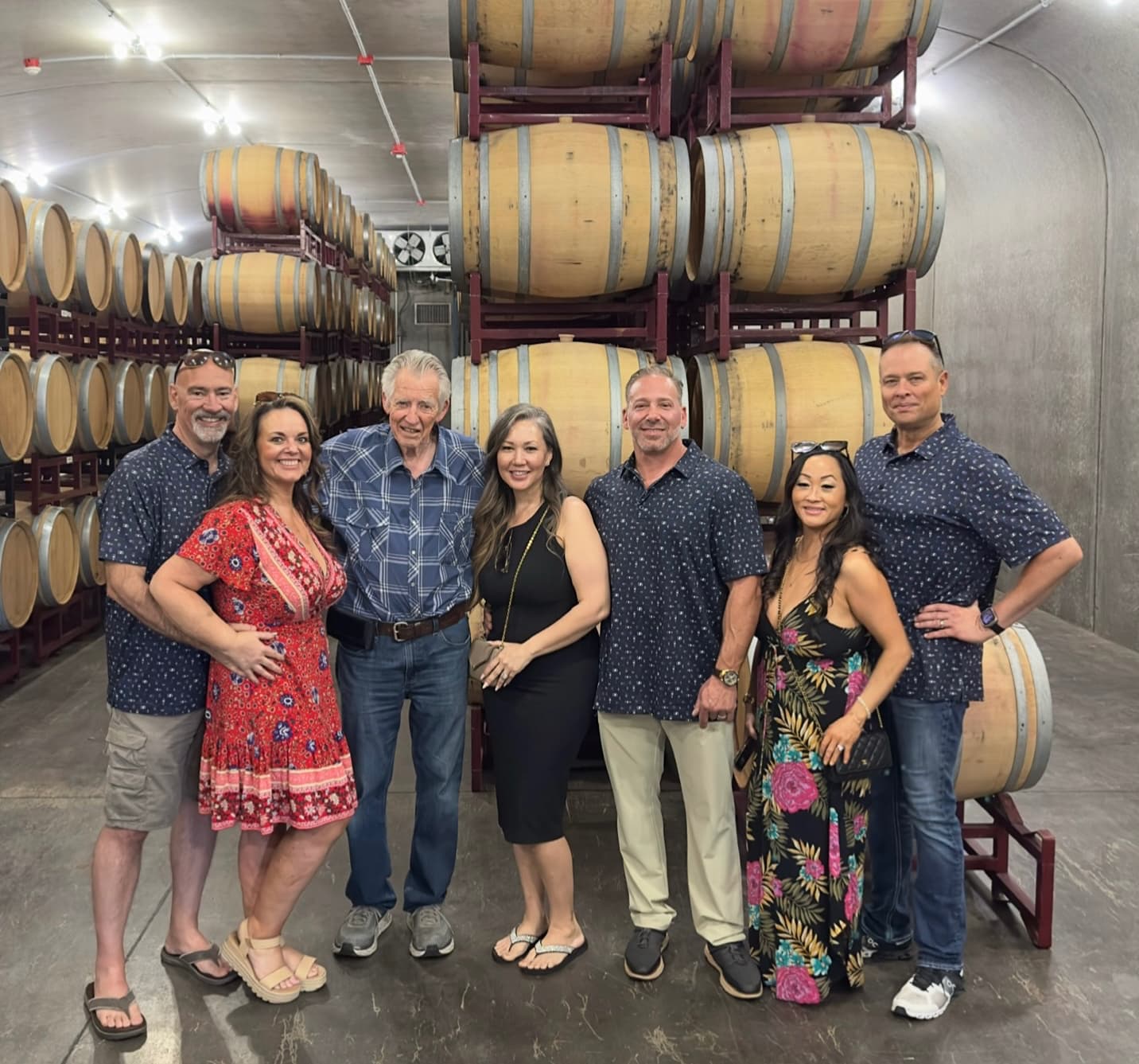Guests in a Walla Walla barrel room