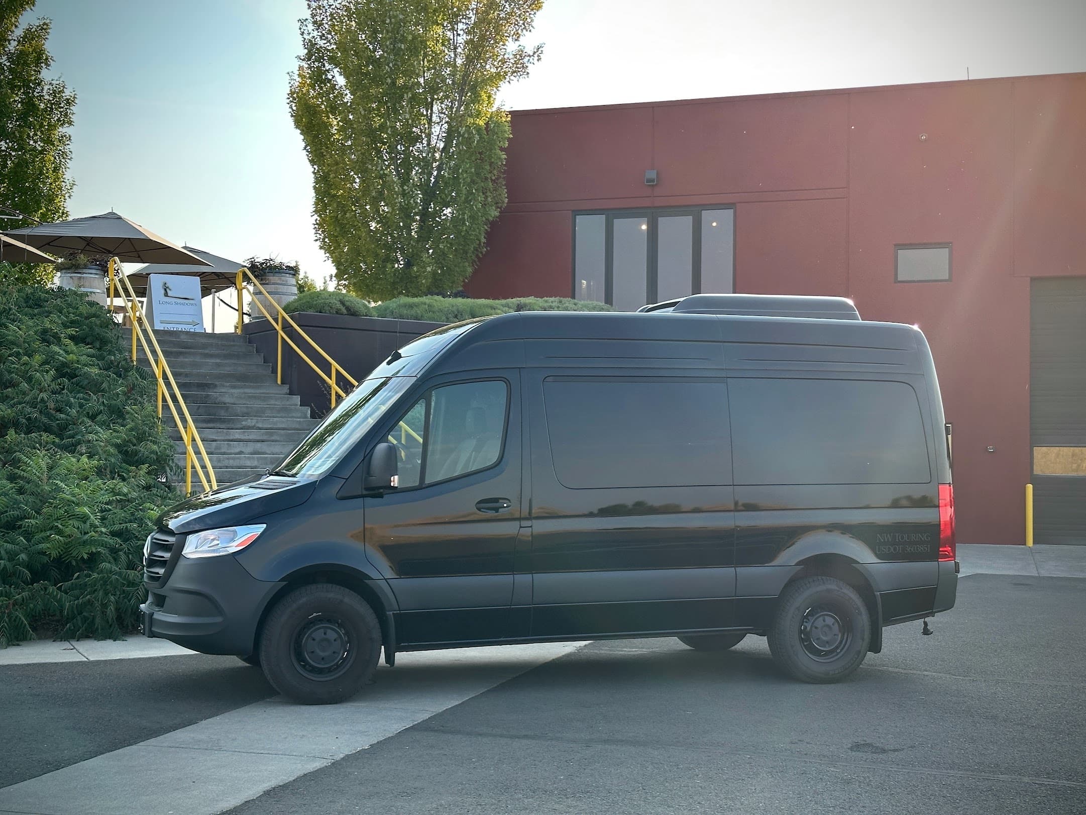 The NW Touring Sprinter at a winery entrance